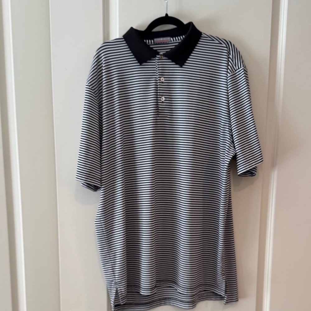 Peter Millar Men's Polo in Black and White Stripes